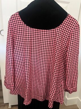 Wishful Park- Pink and Black Dot Print Blouse